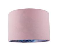 Happy Homewares Chic Elegant Blue Peacock and Pink Floral Decor 12 Inch Lamp Shade in Pink Linen Outer Fabric | 30cm x 20cm | for Table or Ceiling