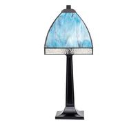 Happy Homewares Emerald Green & Teal Mix Tiffany Glass Table Lamp with Black Base in Aqua Happy Homewares Aqua