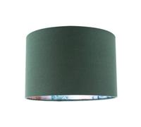 Happy Homewares Chic Emerald Green Linen Lamp Shade with Moroccan Scale Pattern Lining