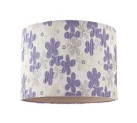 Happy Homewares Chic Floral Round Drum Fabric Lamp Shade with Lilac and White Daisies