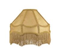 Happy Homewares Chic Gold Faux Silk Victorian Lamp Shade with Textured Floral Decor and Long Hanging Tassels| 30cm x 19cm | for Pendant, Floor or Table Lamp