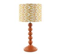 Happy Homewares Chic Orange Table Lamp With Aztec Style Yellow And Orange Fabric Shade