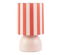 Happy Homewares Chic Pastel Pink Domed Table Lamp with Vertically Striped Pink Cotton Fabric Shade | Perfect for Bedside Lamp | 1 x 7w E14
