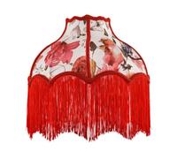 Happy Homewares Chic Red Robin Themed Vintage Victorian Style Cotton Fabric Lamp Shade