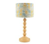 Happy Homewares Chic Yellow Table Lamp with Graphic Style Multi Colour Fabric Shade