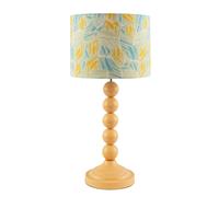 Happy Homewares Chic Yellow Table Lamp with Graphic Style Multi Colour Fabric Shade