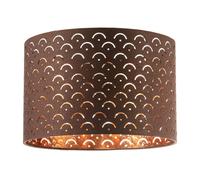 Happy Homewares Chocolate Brown Cotton Fabric Lamp Shade With Geometric Arch Pattern