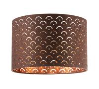 Happy Homewares Chocolate Brown Cotton Fabric Lamp Shade with Geometric Arch Pattern