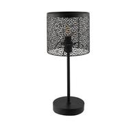 Happy Homewares Classic Chic Moroccan Themed Matte Black Table Lamp with Inline Switch