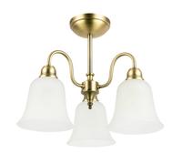 Happy Homewares Classic And Ornate Aged Brass Ceiling Light Fitting With Glass Shades