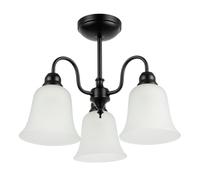 Happy Homewares Classic And Ornate Matte Black Ceiling Light Fitting With Glass Shades