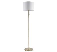 Happy Homewares Classic Antique Brass Floor Lamp With Pull Switch And Cotton Shade