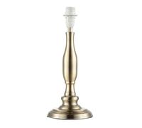 Happy Homewares Classic Antique Brass Table Lamp Base with Curvy Metal Stem Design | 1 x E14 7w | 35cm Height | Clear Cable and Inline Switch