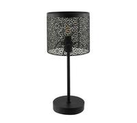 Happy Homewares Classic Chic Moroccan Themed Matte Black Table Lamp with Inline Switch