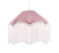 Happy Homewares Classic Chic Victorian Shape Pendant Light Shade in Blush Pink Velvet