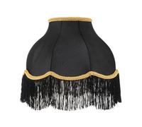 Classic Chic Victorian Style Lamp Shade in Black Elasticated Cotton Fabric | Handmade Gold Embroidered Trims | 35cm x 23cm by Happy Homewares