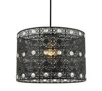 Matte Black and Acrylic Gem Moroccan Style Chandelier Pendant Light Shade Fitting with Clear Beads | 11w | 24cm Diameter by Happy Homewares