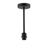 Happy Homewares Classic Matte Black Ceiling Light Fixture to Showcase Lamp Shades | 12cm x 33cm | Suitable for Lamp Shades with E27 Lamp Holder