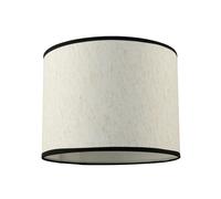 Happy Homewares Classic Oatmeal Linen Fabric Drum Lamp Shade with Black Cotton Trims