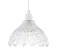 Happy Homewares Classic Ornate Round Clear Glass Pendant Shade with Moulded Design Happy Homewares Clear