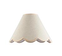Happy Homewares Classic Scallop Edge Natural Textured Linen Coolie Lamp Shade with Coral Pink Cotton Trims | 30cm x 20cm | for Ceiling Pendant or Lamp