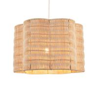 Happy Homewares Classic Scallop Edged Natural Rattan Wicker Pendant Lighting Shade
