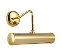 Happy Homewares Classic Traditional Adjustable Picture Wall Light Fitting in Polished Gold with Switch Button | 1 x 7w E14 | 23cm x 22cm x 14cm