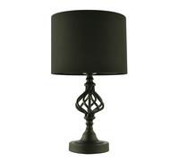 Happy Homewares Classic Twist Metal Table Lamp in Matte Black with Black Drum Shade | 11w E27 | Ideal for Bedside Lamps | 42cm x 25cm