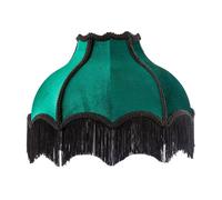 Happy Homewares Classic Victorian Lamp Shade in Emerald Green Velvet with Black Trims
