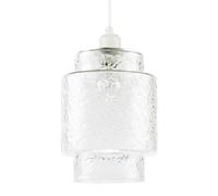 Happy Homewares Clear Layered Glass Cylinder Pendant Light Shade with Tiered Design