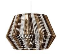 Happy Homewares Coastal Twisted Paper Rope Pendant Shade in Brown Tones and White