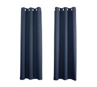 Happy Homewares Cobalt Dusty Blue Blackout Curtains - 66 x 84 Inch Drop - Elegant Eyelet Curtains with Thermal Insulation - 2 Panels for Bedroom or Living Room