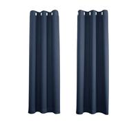 Happy Homewares Cobalt Dusty Blue Blackout Curtains - 46 x 63 Inch Drop - Elegant Eyelet Curtains with Thermal Insulation - 2 Panels for Bedroom or Living Room