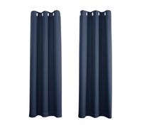 Happy Homewares Cobalt Dusty Blue Blackout Curtains - 66 x 84 Inch Drop - Elegant Eyelet Curtains with Thermal Insulation - 2 Panels for Bedroom or Living Room