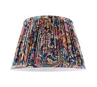 Happy Homewares Colourful Pleated Cotton Fabric Lamp Shade with Ornate Floral Design