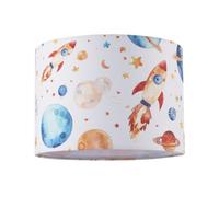 Happy Homewares Colourful Space Themed Kids Lamp Shade With Rockets Planets And Stars