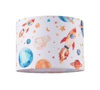 Happy Homewares Colourful Space Themed Kids Lamp Shade with Rockets Planets & Stars | Size: 10 inches Happy Homewares Multicolor 10 inches