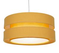 Contemporary Quality Ochre Mustard Linen Fabric Triple Tier Ceiling Pendant Lamp Shade | 60w Maximum | Designer Style | 35cm Diameter by Happy Homewares