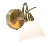 Happy Homewares Contemporary and Chic Antique Brass Wall Spot Light with White Glass Shade | G9 33w Maximum | Rocker Switch
