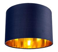Happy Homewares Contemporary and Chic Midnight Blue Cotton 10" Table or Pendant Circular Drum Lamp Shade with Shiny Copper Inner - 60watt Maximum