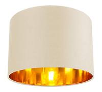 Happy Homewares Contemporary and Chic Soft Cream Cotton 12" Table or Pendant Circular Drum Lamp Shade with Shiny Copper Inner - 60watt Maximum