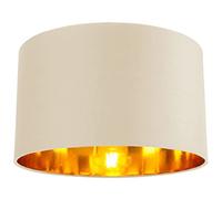 Happy Homewares Contemporary Cream Cotton 14" Table/Pendant Lamp Shade with Shiny Copper Inner