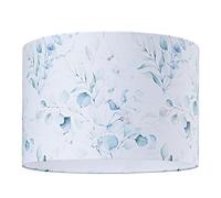 Happy Homewares Contemporary and Elegant Floral Watercolour Lampshade with Teal, Blue and Green Soft Pastel Tones| 60w Maximum | Inner White Cotton Fabric