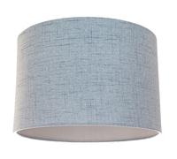 Contemporary and Sleek 12 Inch Light Blue Slate Textured Linen Fabric Drum Lamp Shade 60w Maximum | 30cm Diameter | for Table Lamp or Pendant by Happy Homewares