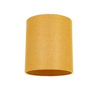 Happy Homewares Contemporary and Sleek Ochre Mustard Linen Fabric Small Cylindrical Lamp Shade 60w Maximum | 16cm x 18cm | for Table Lamp, Wall or Pendant | Inner Cotton Lining