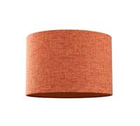 Contemporary and Sleek 12 Inch Rustic Orange Linen Fabric Drum Lamp Shade 60w Maximum | 30cm Diameter | for Table Lamp or Pendant by Happy Homewares