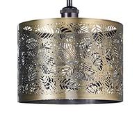 Happy Homewares Contemporary and Unique Antique Brass Metal Pendant Light Shade with Fern Leaf Decoration Creating Lovely Effect Against The Walls | 60w Maximum | 25cm Diameter