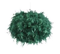 Happy Homewares Contemporary and Unique Large Forest Green Real Feather Decorated Pendant Light Shade - 40cm Diameter & 40watt Maximum - Beautiful Statement Piece