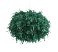 Happy Homewares Contemporary and Unique Large Green Real Feather Decorated Pendant Light Shade