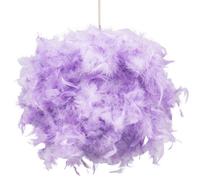Happy Homewares Contemporary and Unique Large Lilac Real Feather Decorated Pendant Light Shade